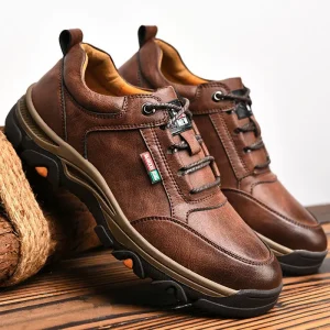 Offical Men's Sneakers Leather Men Casual Shoes Moccasins Breathable Retro Men Sports Walking Shoe Outdoors Hiking Sneakers